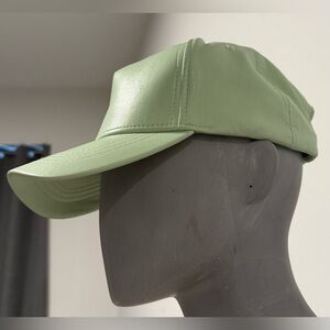 Green Vegan Leather Cap
